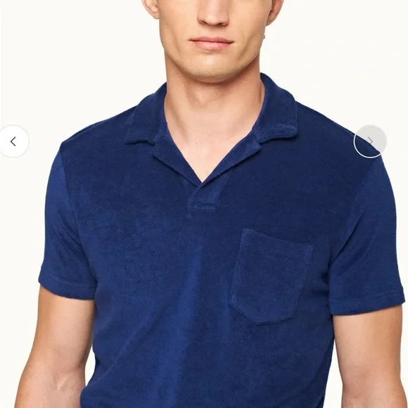 Orlebar Brown TERRY TOWELLING Polo Shirt Blue Tailored Resort Mens Sz M NEW - Picture 2 of 15